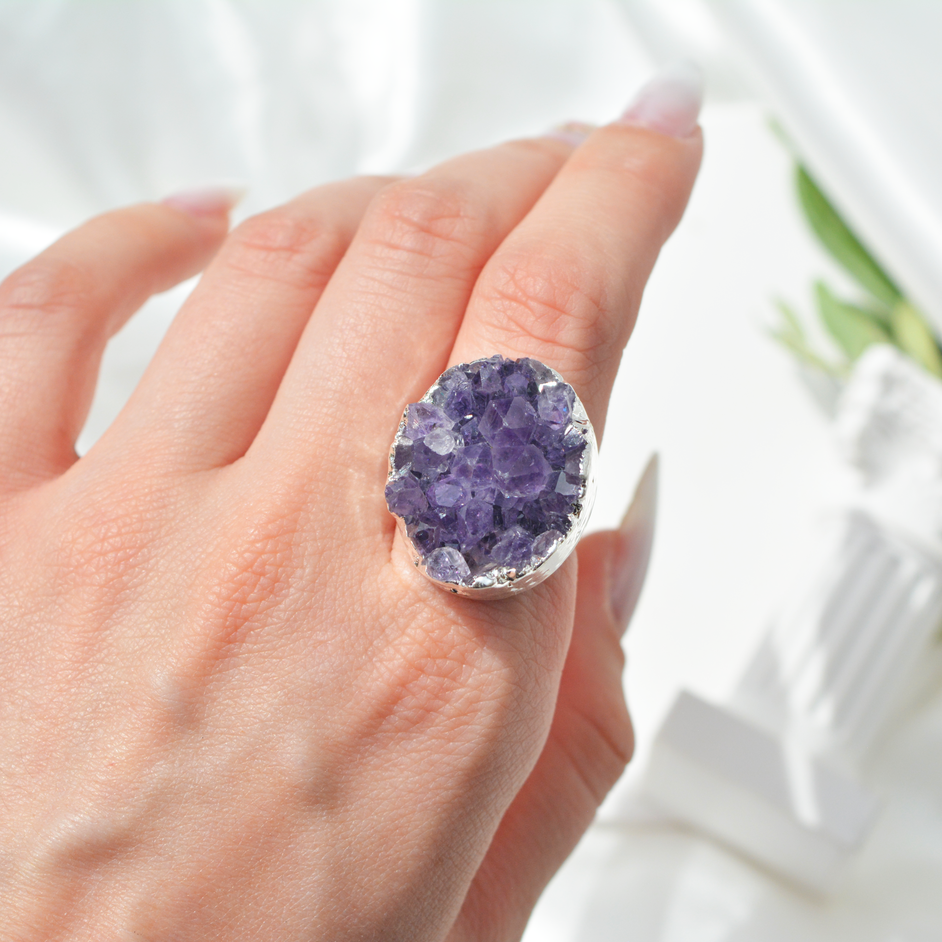 Ametist druzy prstan